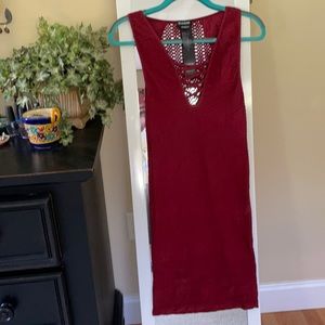 NWT BEBE STRETCHY DARK RED DRESS - RETAIL $89
